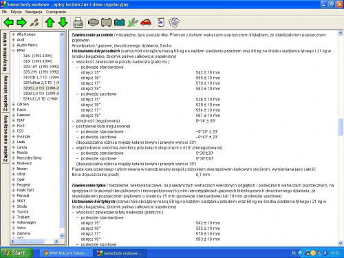 Parametry przedniego zawieszenia BMW E46 320d