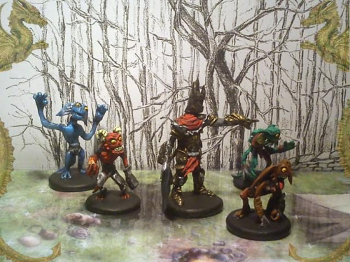 Overlord i słudzy2 #blue #brown #figurki #green #handmade #homemade #miniatures #Minion #Overlord #red