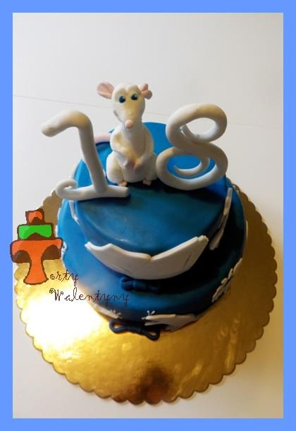 Osiemnastkowy tort ze szczurkiem #koty #książki #osiemnastka #ratatuj #szczur #tort #TortyKraków #TortyWalentynki