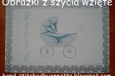 Obrazki z szycia wzięte - na podstawie wzoru ze stitchingcards.com #fantagiro7 #HaftMatematyczny #ObrazkiZSzyciaWzięte #narodziny #chłopiec