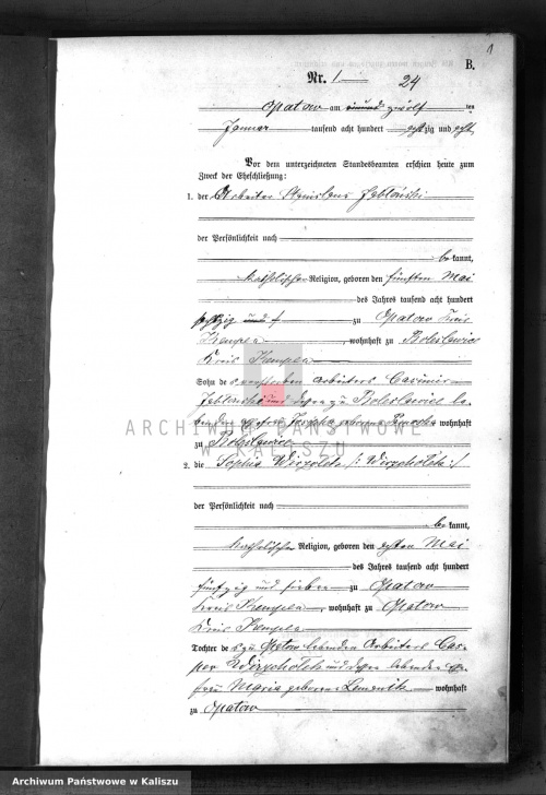 ślub Stanisław Jabłoński i Zofia Wierzchołek,str.a