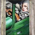 Tamara de Lempicka-Tamara im grünen Bugatti-Ölgemälde Handgemalt Leinwand Rahmen-Sygniert.112x82cm-cena 219,99 euro. wysylka 0 euro.malowany recznie